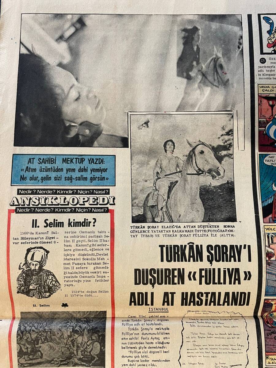 Tercüman Gazetesi İnci Eki 31 Temmuz 1972 - Türkan Şoray'ı Düşüren Fülliya Adlı At Hastalandı - Cem Karaca Ve 3 Kardeş 4'lü Düğün Yapacak GZ146556 - 2