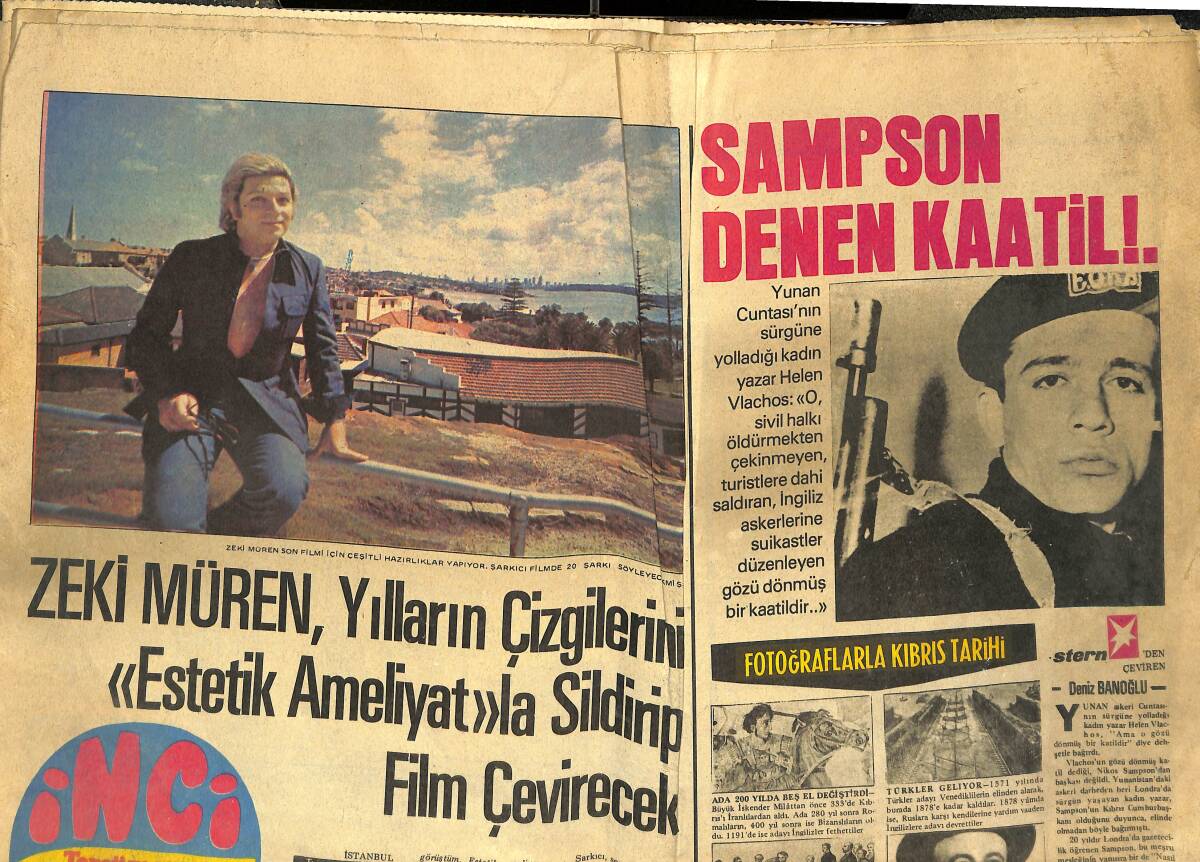 Tercüman Gazetesi İnci Eki 4 Ağustos 1974 - Zeki Müren Yılların Çizgilerini Estettik Ameliyatla Sildirip Film Çevirecek GZ144322 - 1