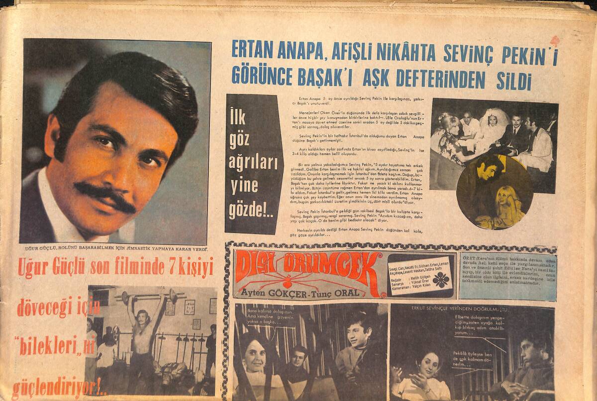 Tercüman Gazetesi İnci Eki 4 Ağustos1970 - Ertan Anapa Afişli Nikahta Sevinç Pekin'i Görünce Başak'ı Aşk Defterinden Sildi GZ145951 - 1