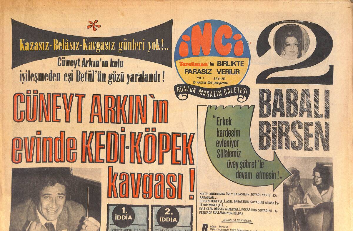 Tercüman Gazetesi İnci Eki 4 Haziran 1970 - Cüneyt Arkın'ın Evinde Kedi-Köpek Kavgası! - Frank Sinatra İlk Eşi Nancy'ye Dönmek İstiyor! GZ144397 - 1
