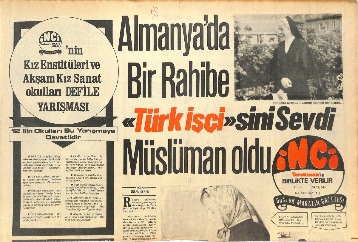 Tercüman Gazetesi İnci Eki 4 Nisan 1972 - Ajda Pekkan İle Nicoletta Birbirlerine Sarmaşık Güllerini Okudular - Sacha Distel, Brigitte Bardot GZ144611 - 1