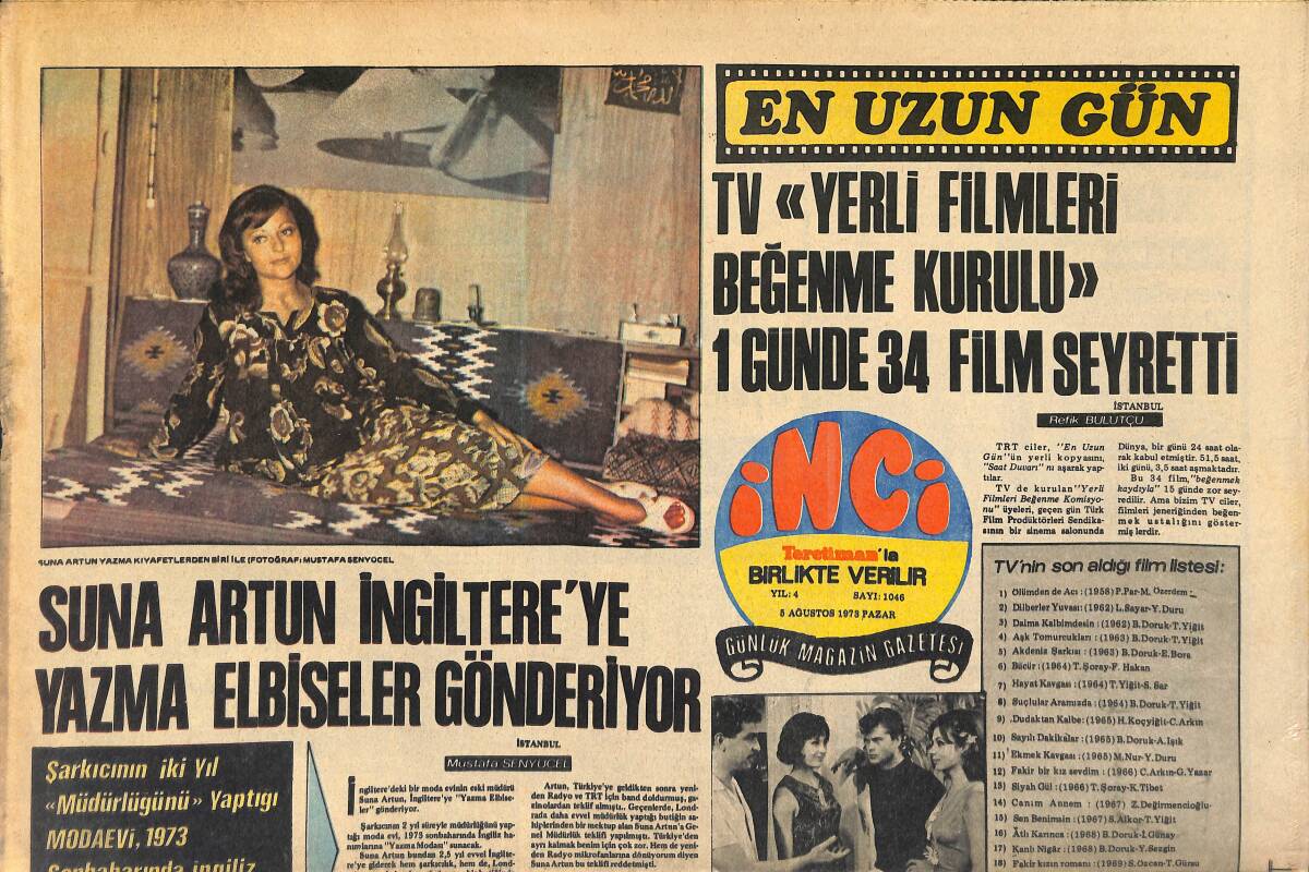 Tercüman Gazetesi İnci Eki 5 Ağustos 1973 - Cüneyt Arkın Alain Delon'a Özendi İlk Plağında Sadece Konuşacak! GZ146079 - 1