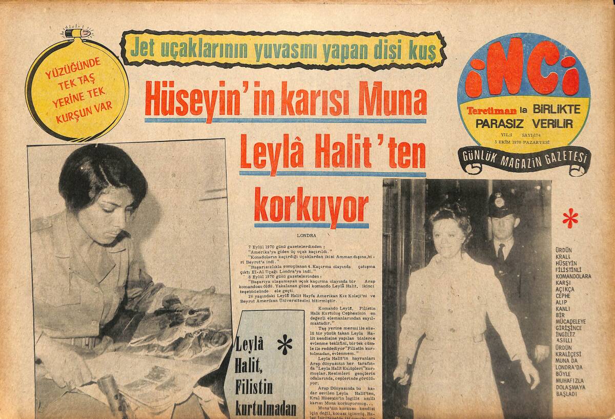 Tercüman Gazetesi İnci Eki 5 Ekim 1970 - Hüseyin'in Karısı Muna Leyla Halit'ten Korkuyor - Ayfer Feray, Stripci Kızını Görmemek İçin Adana'ya Uğramadı GZ147443 - 1