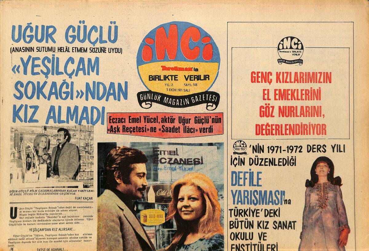 Tercüman Gazetesi İnci Eki 5 Ekim 1971 - Turist Ömer İspanya'da Keloğlan Paris'te Cilâlı İbo Hollywood'da GZ160757 - 1