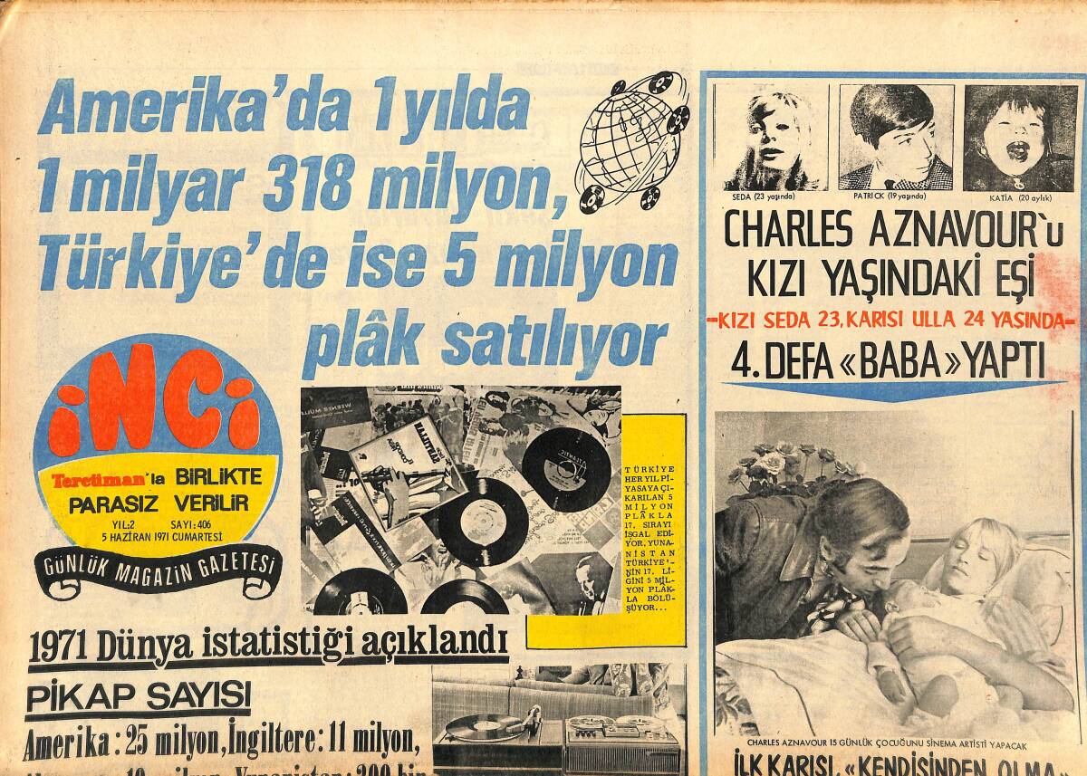 Tercüman Gazetesi İnci Eki 5 Haziran 1971 - Behiye Aksoy'un 100 Plağını Kazanan Okuyucularımız Belli Oldu GZ147433 - 1