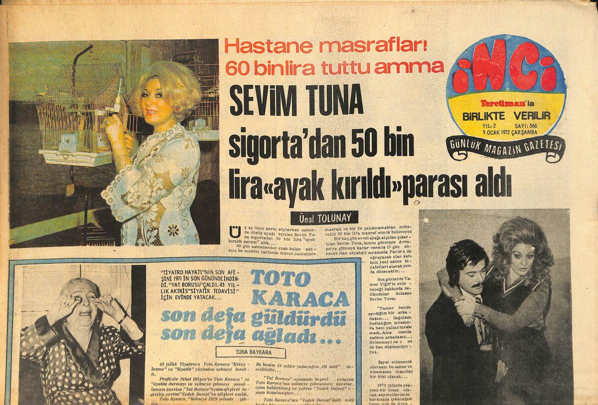 Tercüman Gazetesi İnci Eki 5 Ocak 1972 - Nazan Şoray Bugün Annesinin Elinden Ve Evinden Kurtuluyor . Çünkü 18 Yaşına Bastı... GZ160604 - 1