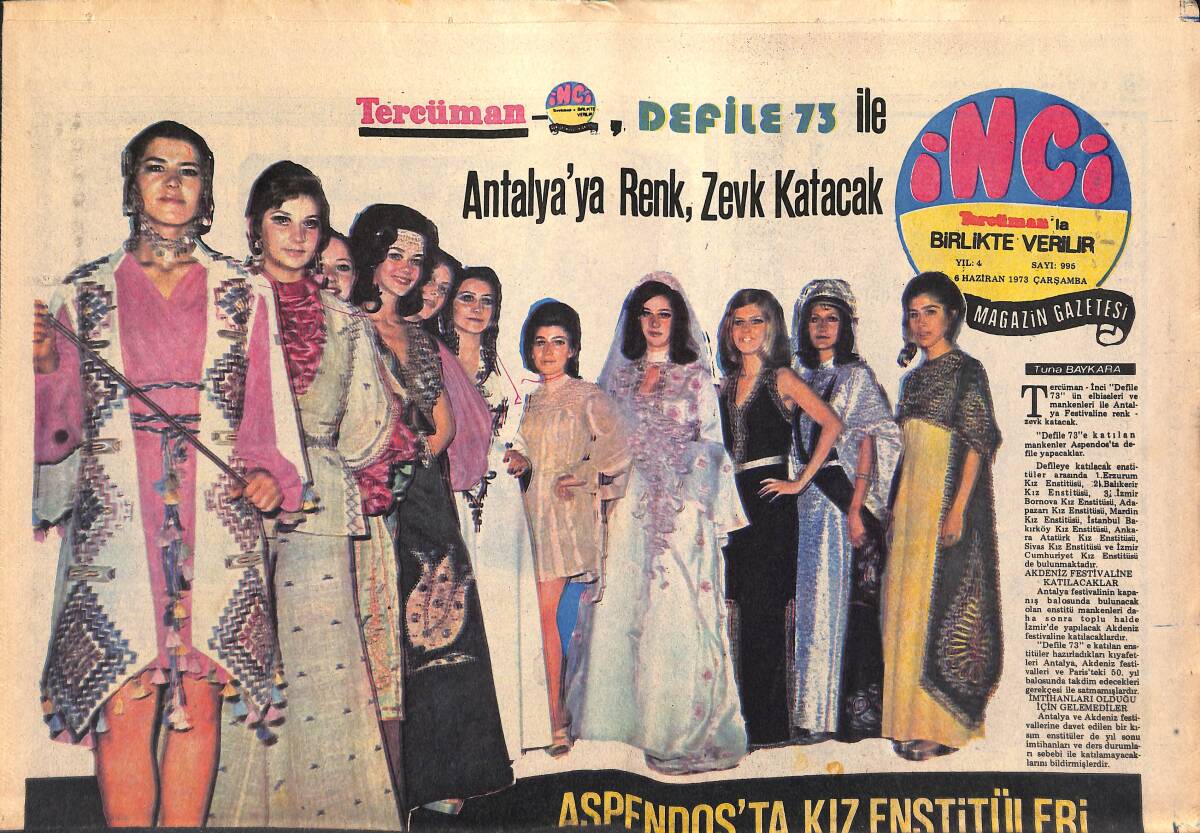 Tercüman Gazetesi İnci Eki 6 Haziran 1973 - Perihan Savaş Film Setinde Kaza Geçirdi GZ141688 - 1
