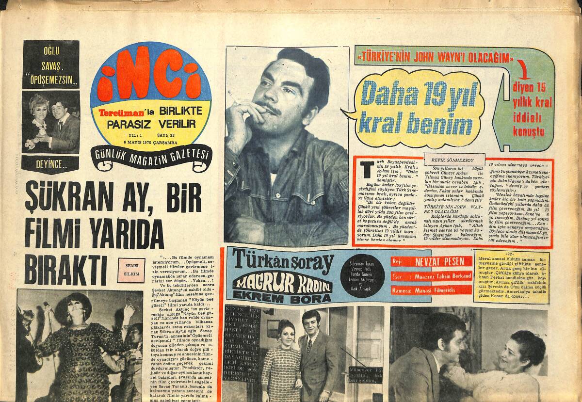Tercüman Gazetesi İnci Eki 6 Mayıs 1970 - Şükran Ay Bir Filmi Yarıda Bıraktı - Masörü Americo, Pele'ye Vitamin İğnesi Yapıyor GZ141245 - 1