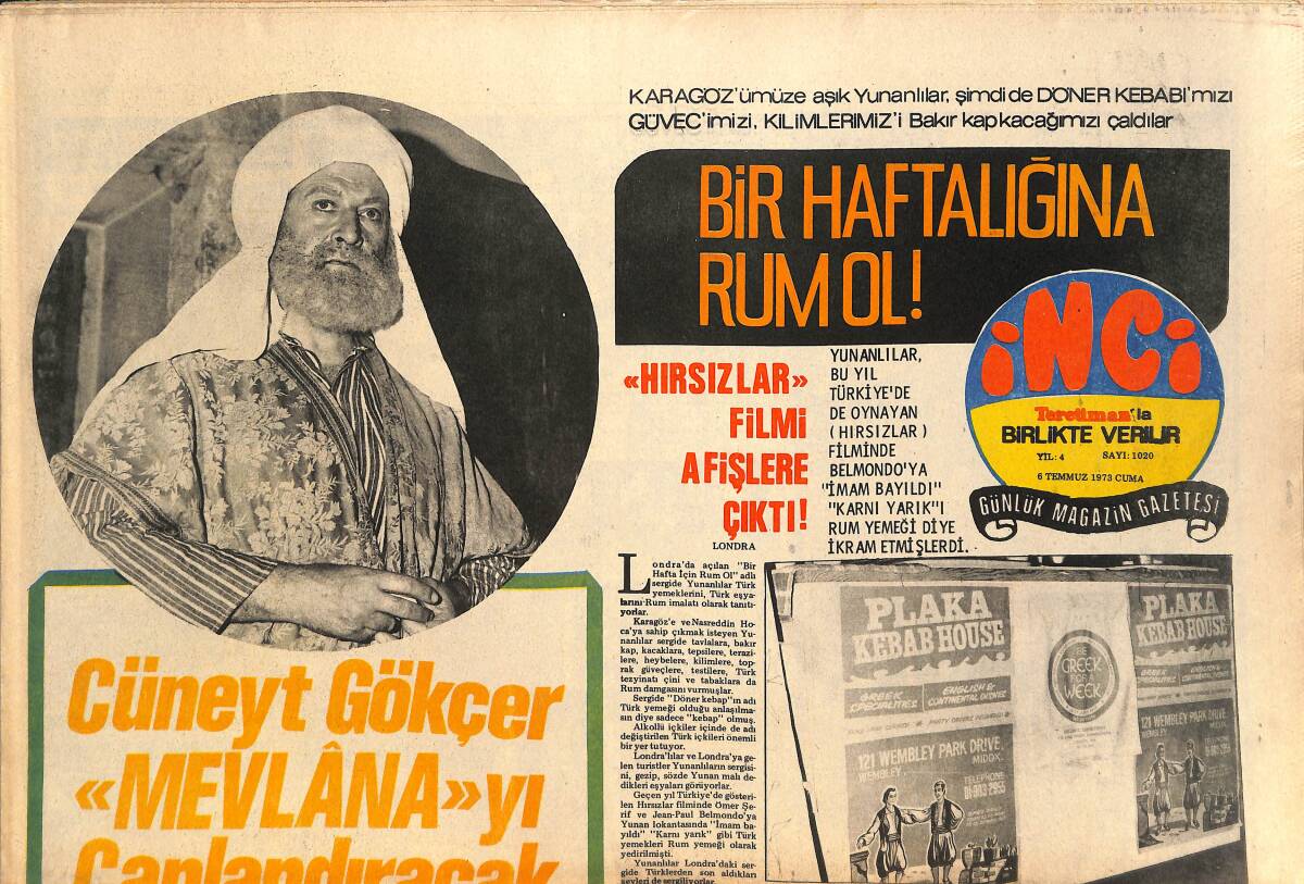 Tercüman Gazetesi İnci Eki 6 Temmuz 1973 - Silvana Mangano 3. Defa Anne Oldu - Cüneyt Gökçer Mevlana'yı Canlandıracak GZ141197 - 1