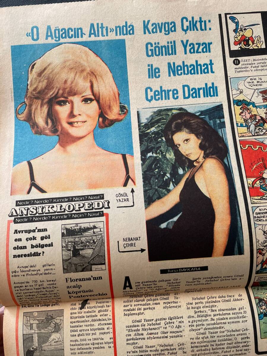 Tercüman Gazetesi İnci Eki 8 Aralık 1972 - O Ağacın Altında Kavga Çıktı: Gönül Yazar İle Nebahat Çehre Darıldı GZ147512 - 2
