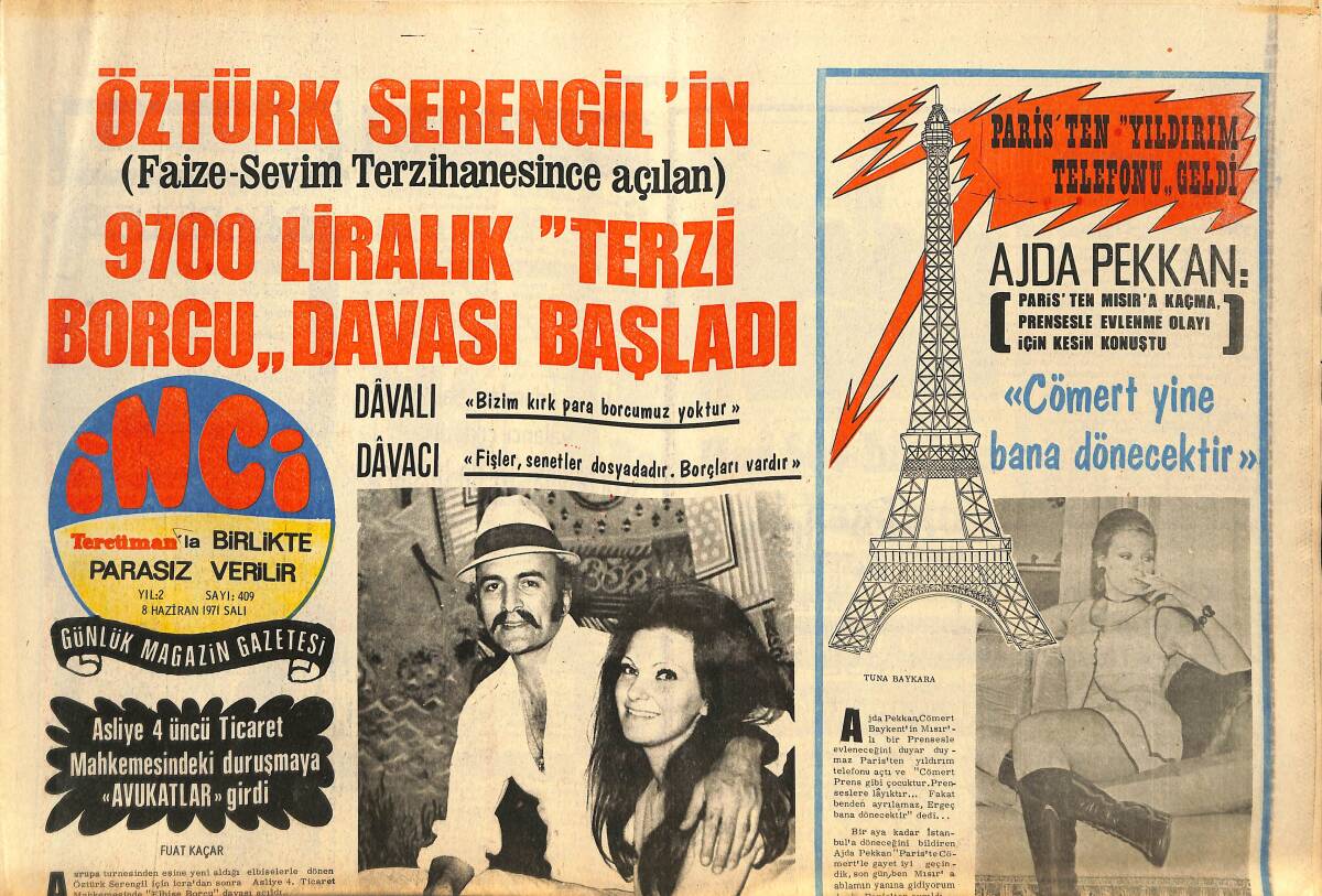 Tercüman Gazetesi İnci Eki 8 Haziran 1971 - Öztürk Serengil'in 9700 Liralık Terzi Borcu Davası Başladı GZ145501 - 1