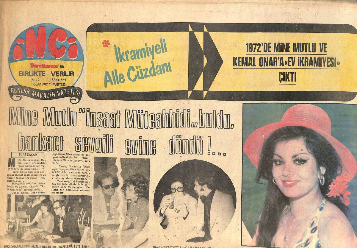 Tercüman Gazetesi İnci Eki 8 Ocak 1972 - Türkan Şoray Kardeşinin Şarkıcılığını Kutladı! - Mine Mutlu İnşaat Müteahhidi Buldu! GZ145768 - 1