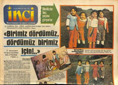 Tercüman Gazetesi İnci Eki 8 Ocak 1984 - Gülfidan Kar Dördüzlerini Büyüttü GZ78469 - 1