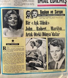 Tercüman Gazetesi İnci Eki 9 Ekim 1973 - Bir Aşk Üçlüsü John, Marilyn, Robert - Mine Mutlu'nun 2 Eski Filminden 1 Yeni Film İmal Edilmiş GZ144338 - 2
