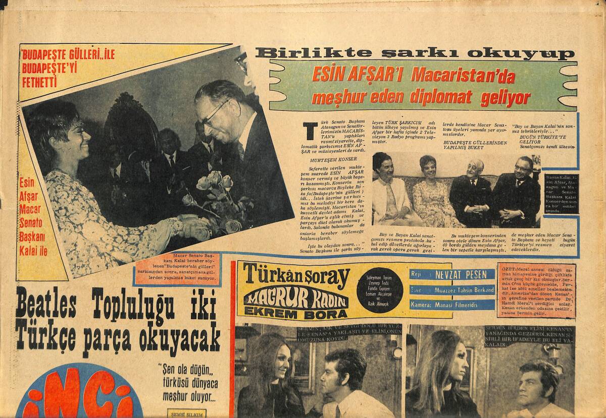 Tercüman Gazetesi İnci Eki 9 Mayıs 1970 - Beatles Topluluğu İki Türkçe Parça Okuyacak GZ141141 - 1