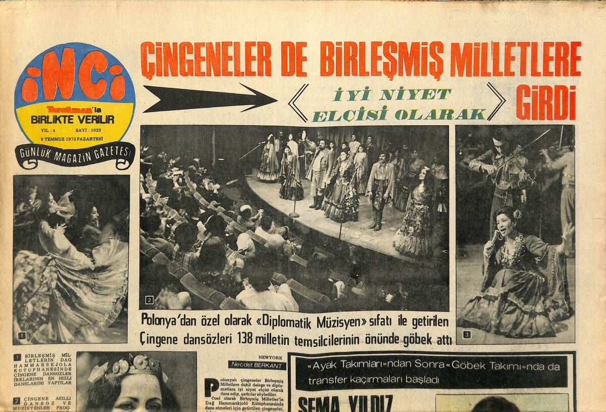 Tercüman Gazetesi İnci Eki 9 Temmuz 1973 - Sevim Tuna'nın TV'ye Çıkma Şartı : Açık-Saçık Elbise Sazlı-Sözlü Sahne GZ141498 - 1