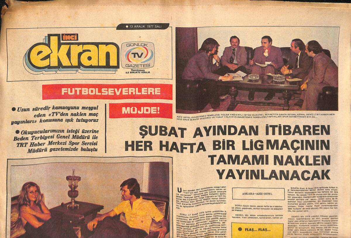 Tercüman Gazetesi İnci Ekran Eki 13 Aralık 1977 - Hale Soygazi İle Ahmet Özhan'ı Evliliğe Götüren Film Bu Akşam Ekranlarımıza Geliyor ! GZ134151 - 1