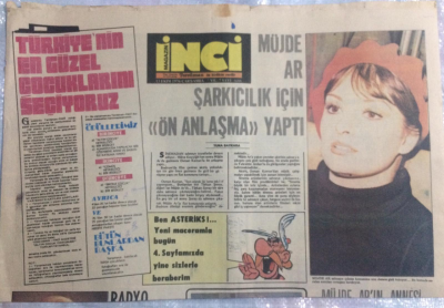 Tercüman Gazetesi İnci Magazin Eki 13 Ekim 1976 - Müjde Ar Şarkıcılık İçin Ön Anlaşma Yaptı GZ21809 - 1