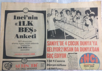 Tercüman Gazetesi İnci Magazin Eki 25 Ocak 1974 - Saniyede 4 Çocuk Dünyaya Geliyor,2 İnsanda Dünyadan Göçüyor GZ21867 - 1