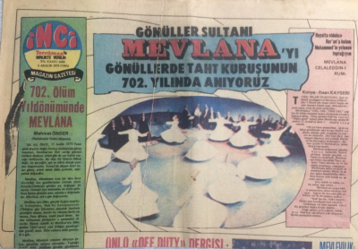 Tercüman Gazetesi İnci Magazin Eki 5 Aralık 1975 - Mevlanayı 702.Yılında Anıyoruz GZ21802 - 1
