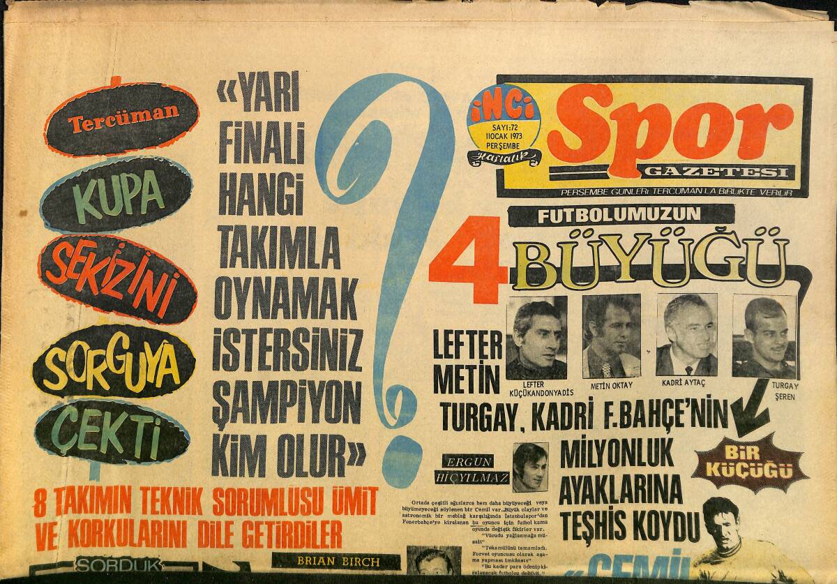 Tercüman Gazetesi İnci Spor Eki 11 Ocak 1973 - Mark Spitz Kabul Ederse Perdenin 17. Tarzan'ı Olacak GZ160683 - 1