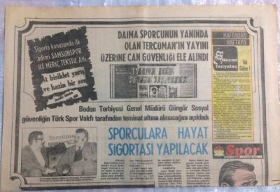 Tercüman Gazetesi İnci Spor Eki 14 Kasım 1974 - Sporculara Hayat Sigortası Yapılacak GZ21711 - 1