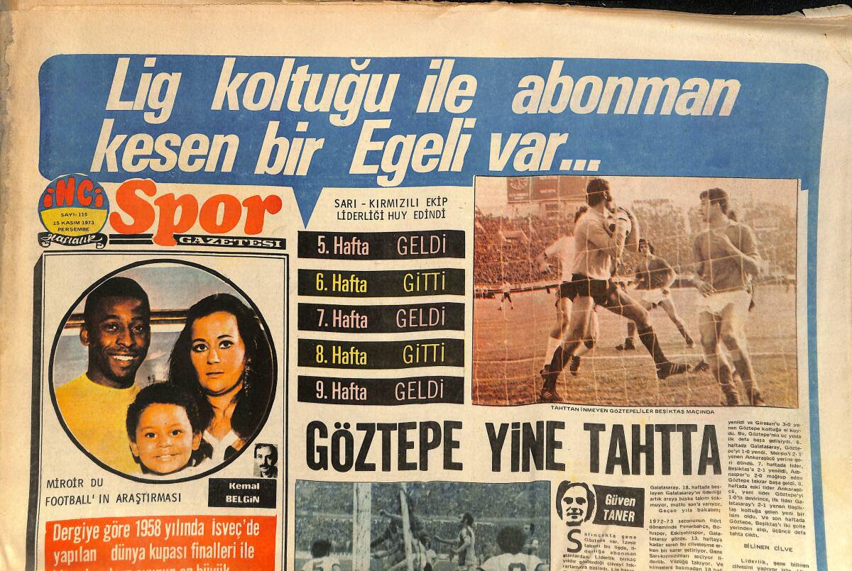 Tercüman Gazetesi İnci Spor Eki 15 Kasım 1973 - Göztepe Yine Tahtta - Hendrik Juannes Cruyyf: Fakirliğin İntikamını Alıyorum GZ146201 - 1