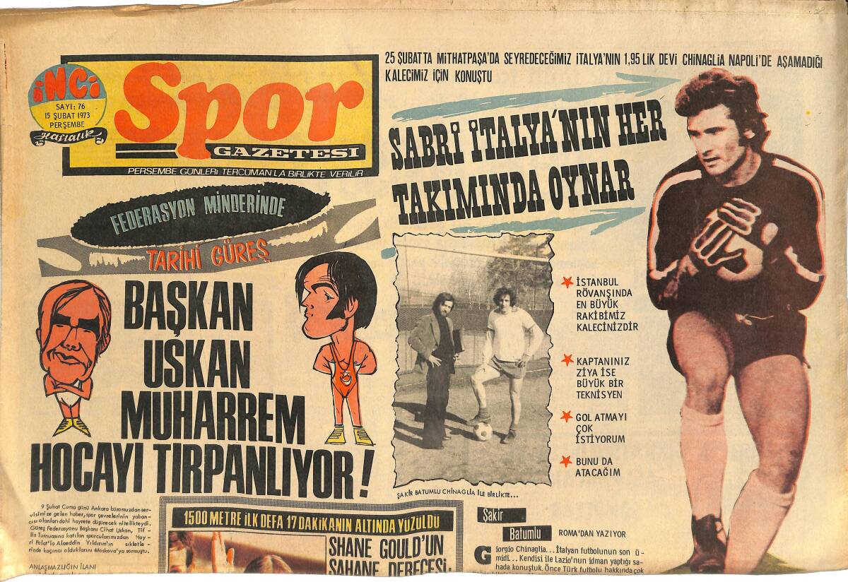 Tercüman Gazetesi İnci Spor Eki 15 Şubat 1973 - Brezilya-İngiltere Çekişmesi Futbol Sahalarından Yarış Pistlerine Kaydı GZ145109 - 1