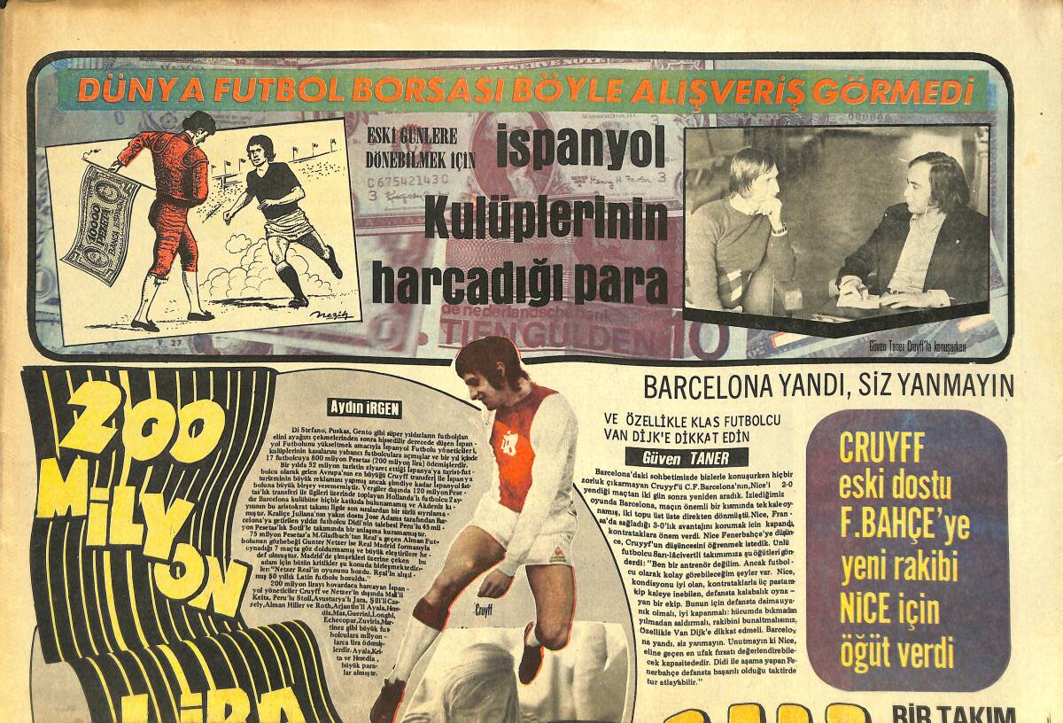 Tercüman Gazetesi İnci Spor Eki 18 Ekim 1973 - Cruff Eski Dostu Fenerbahçe'ye Yeni Rakibi Nice İçin Öğüt Verdi GZ144345 - 1