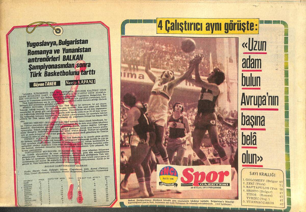 Tercüman Gazetesi İnci Spor Eki 20 Eylül 1973 - Fenerbahçe'de En Başarılı Antrenör Rumen GZ144456 - 1
