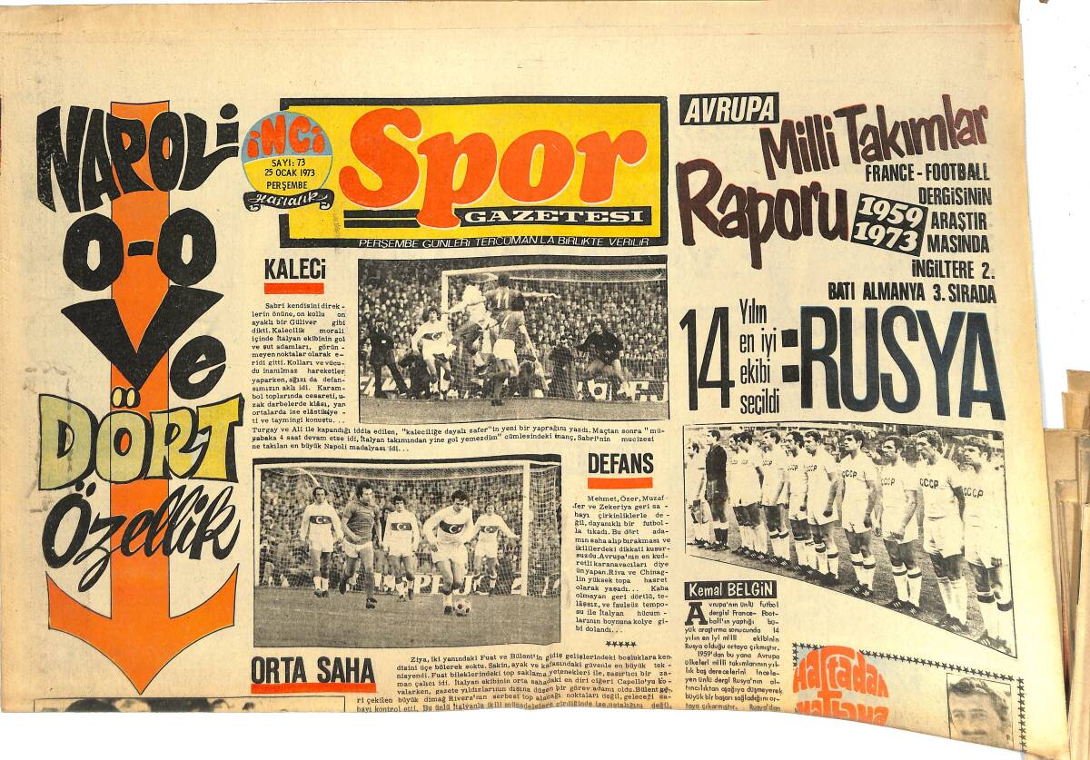Tercüman Gazetesi İnci Spor Eki 25 Ocak 1973 - 1923'deki İlk Milli Takımın Usta Sağhafı: İsmet Uluğ - Amatörlerin Bitmeyen Dertleri: Hakemler! GZ144686 - 1