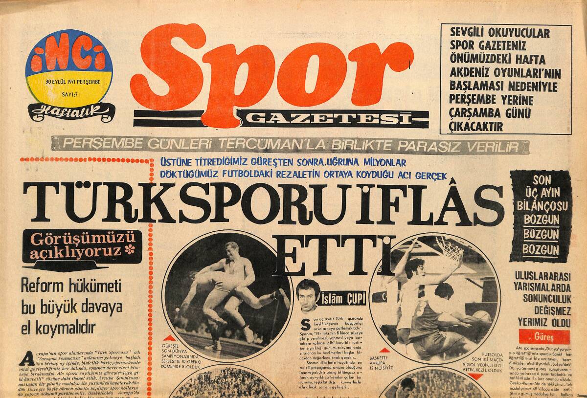 Tercüman Gazetesi İnci Spor Eki 30 Eylül 1971 - Balkan Şampiyonasında Ekip Birincisi Olan Binicilerimize Belgrad Şapka Çıkardı GZ160753 - 1