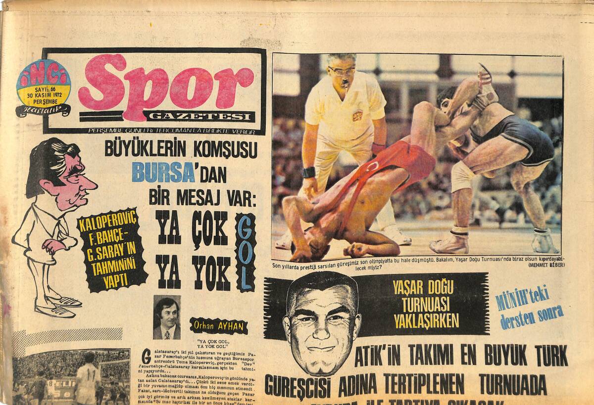 Tercüman Gazetesi İnci Spor Eki 30 Kasım 1972 - Lefter'in Pelesi - Kaloperoviç Fenerbahçe Galatasaray'ın Tahminini Yaptı GZ144858 - 1