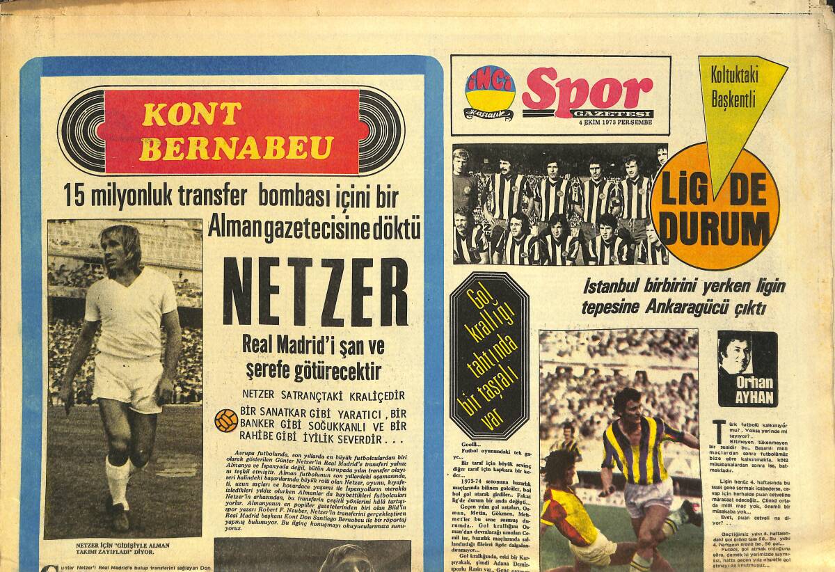 Tercüman Gazetesi İnci Spor Eki 4 Ekim 1973 - İstanbul Birbirini Yerken Ligin Tepesine Ankaragücü Çıktı GZ144333 - 1