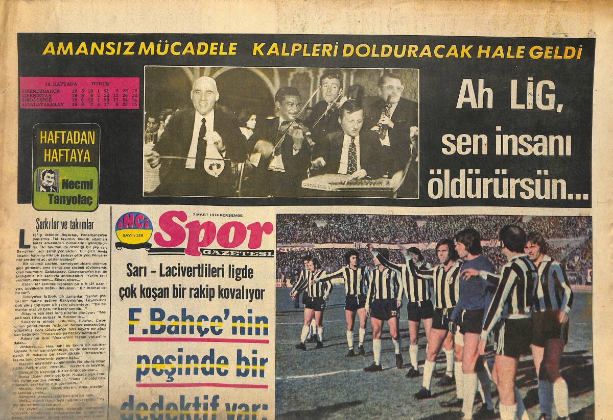 Tercüman Gazetesi İnci Spor Eki 7 Mart 1974 - Fenerbahçe'nin Peşinde Bir Dedektif Var: Beşiktaş GZ145911 - 1