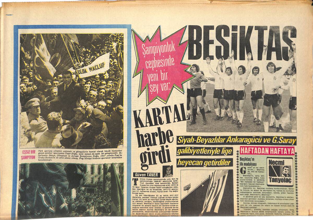 Tercüman Gazetesi İnci Spor Eki 8 Kasım 1973 - Türk Sporunun Sembolü Yaşar Doğu'nun Büstünü Yaptırıyoruz GZ144836 - 1