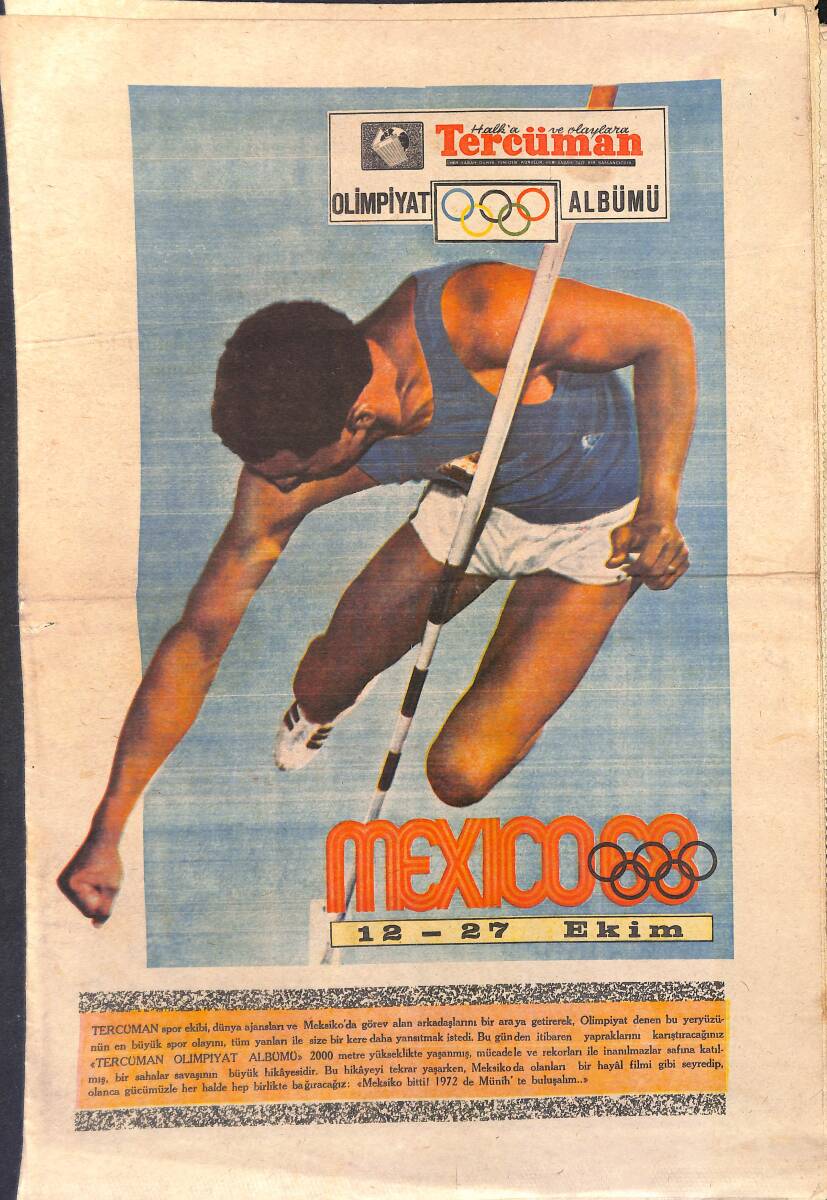 Tercüman Gazetesi Olimpiyat Albümü 12-27 Ekim - Siyah Madalyalar Siyah Rekorlar - 1 Milyona 2 Altın Madalya Atalay Ve Ayık GZ156744 - 1