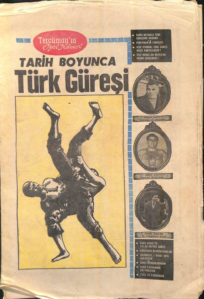 Tercüman Gazetesi Özel İlavesi - Tarih Boyunca Türk Güreşi - Kırkpınar Başpehlivanları GZ156763 - 1