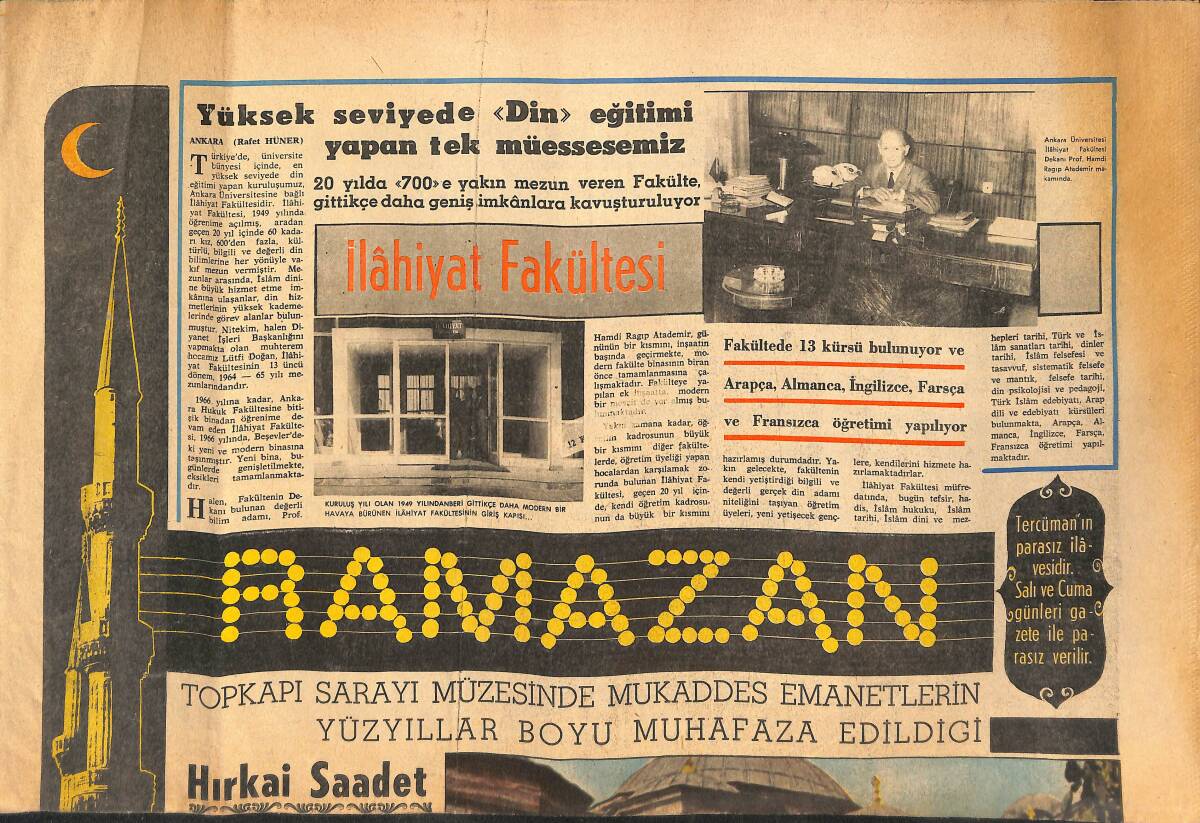 Tercüman Gazetesi Ramazan 12 Kasım 1969 - Sultan Süleyman 5 Büyük Zaferine Ramazan'da Çkımıştı - Topkapı Sarayı Hırka-i Saadet, Odası Ve Dairesi GZ141208 - 1