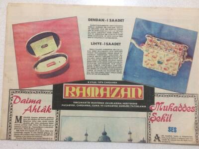 Tercüman Gazetesi Ramazan Eki 8 Eylül 1976 - Mukaddes Şekil Ses GZ50284 - 1