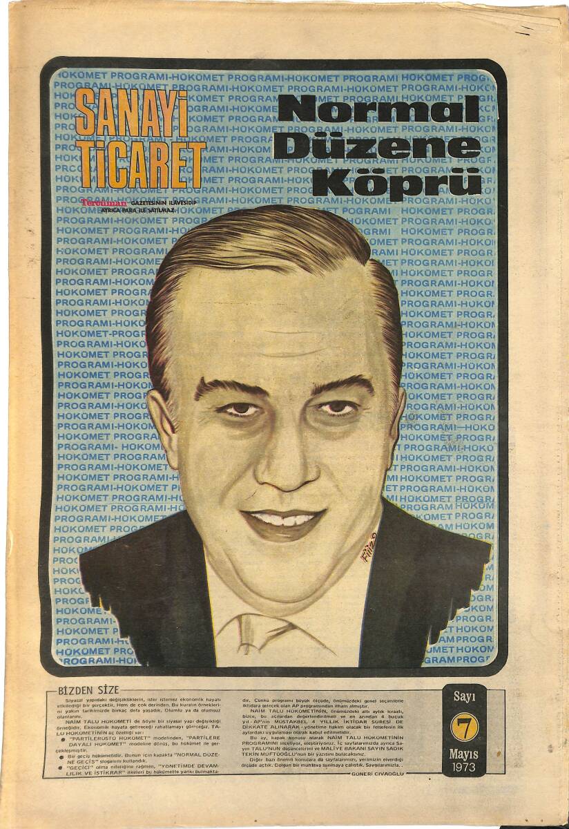 Tercüman Gazetesi Sanayi Ticaret Eki 7 Mayıs 1973 - Erim,Melen Modelleri Ve Nihayet Koalisyon GZ145087 - 1