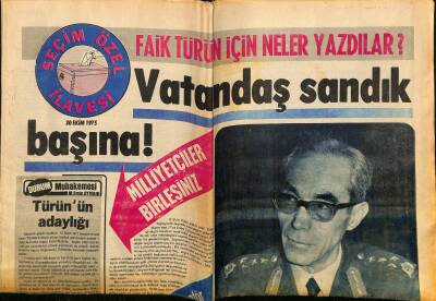 Tercüman Gazetesi Seçim Özel İlavesi 30 Ekim 1975 - Faik Türünün İstanbul Halkına Sunduğu Seçim Beyannamesi GZ124368 - 1