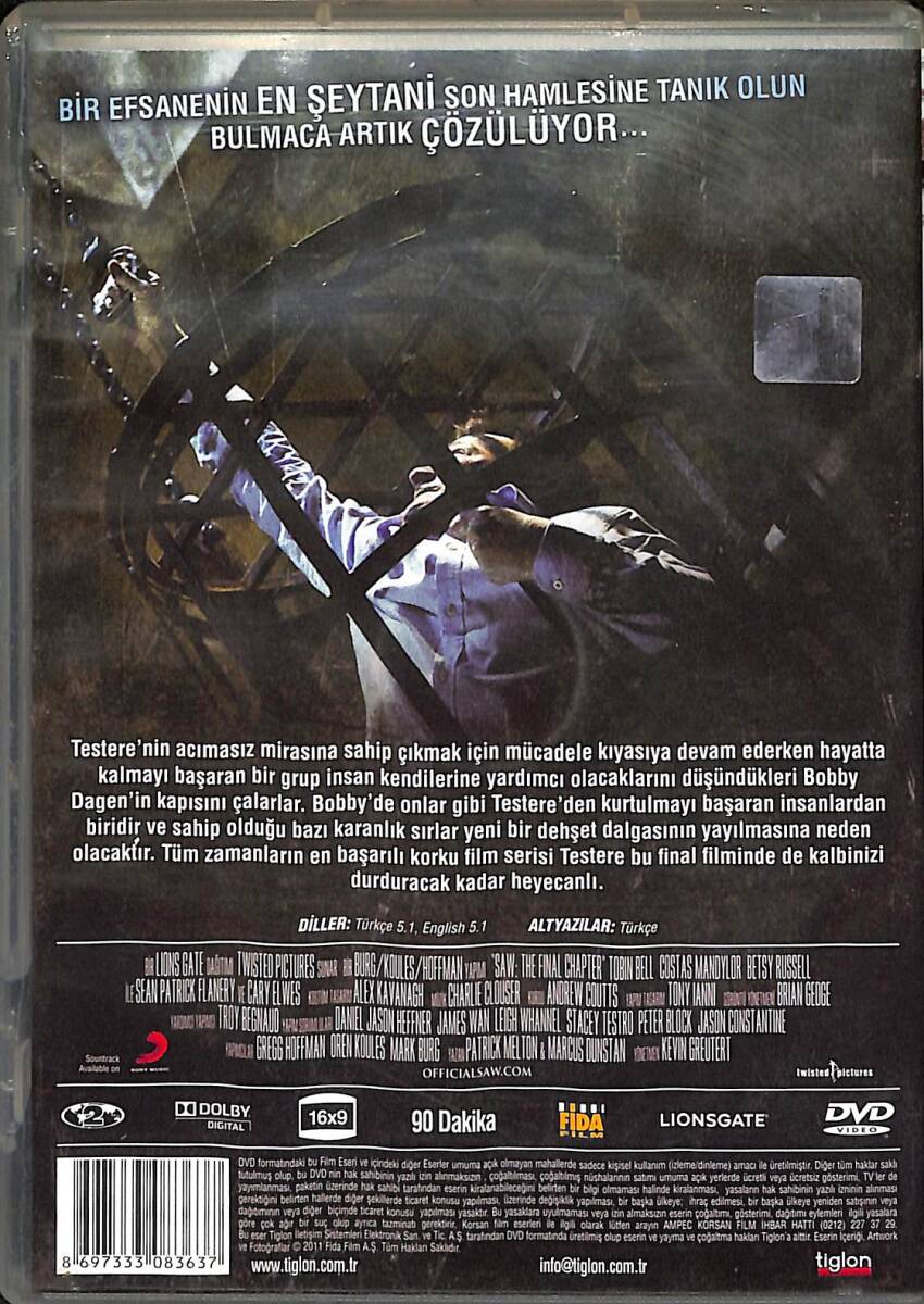 Testere 3D – Saw 3D: The Final Chapter – Tobin Bell, Costas Mandylor, Betsy Russell Orijinal 3D DVD (İkinci El) DVD2926 - 2