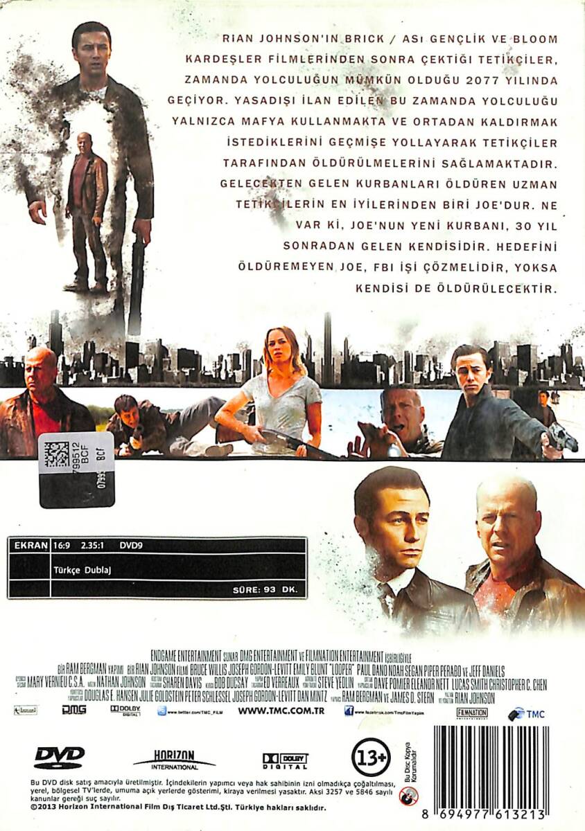 Tetikçiler (Looper) – Orijinal DVD (İkinci El) * Bruce Willis, Joseph Gordon-Levitt, Emily Blunt, Paul Dano, Jeff Daniels – 2012 * DVD2987 - 2