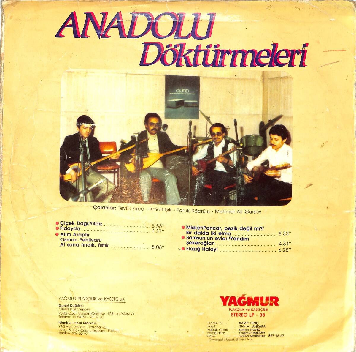 Tevfik Arca, İsmail Işık, Faruk Köprülü, Mehmet Ali Gürsoy - Anadolu Döktürmeleri LP PLAK (10/7.5) PLK26537 - 2