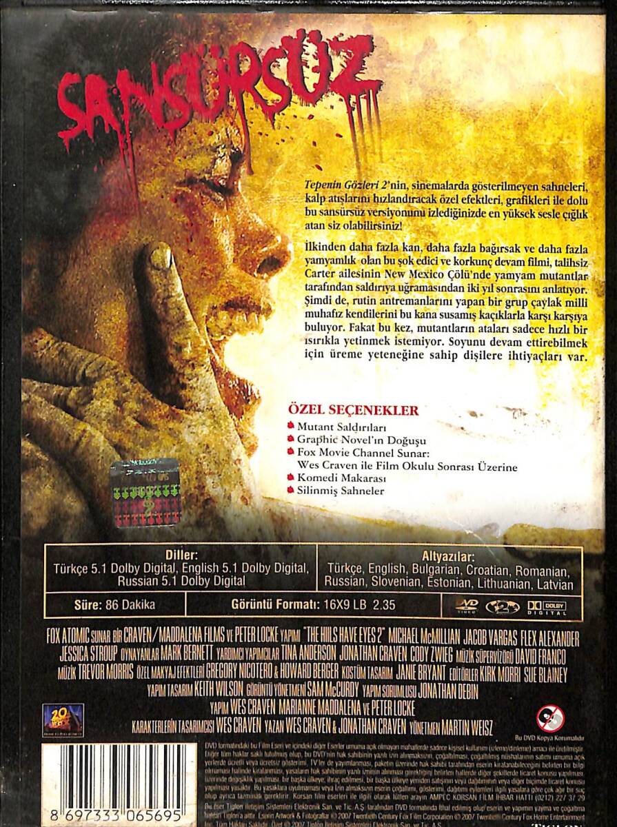 The Hills Have Eyes 2 Tepenin Gözleri 2 DVD Film (İkinci El) DVD2560 - 2