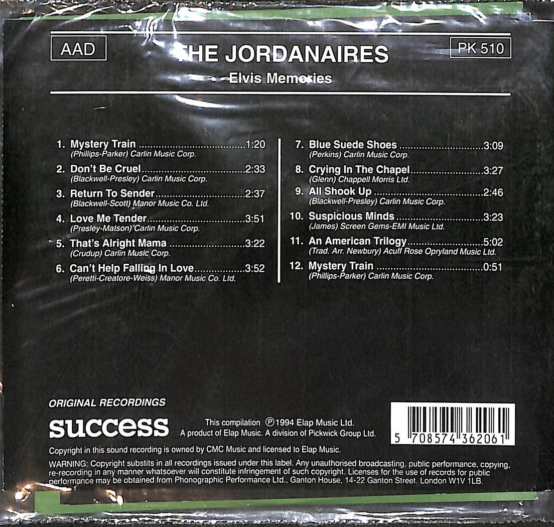 The Jordanaires ‎– Elvis Memories CD (İkinci El) CD5762 - 2
