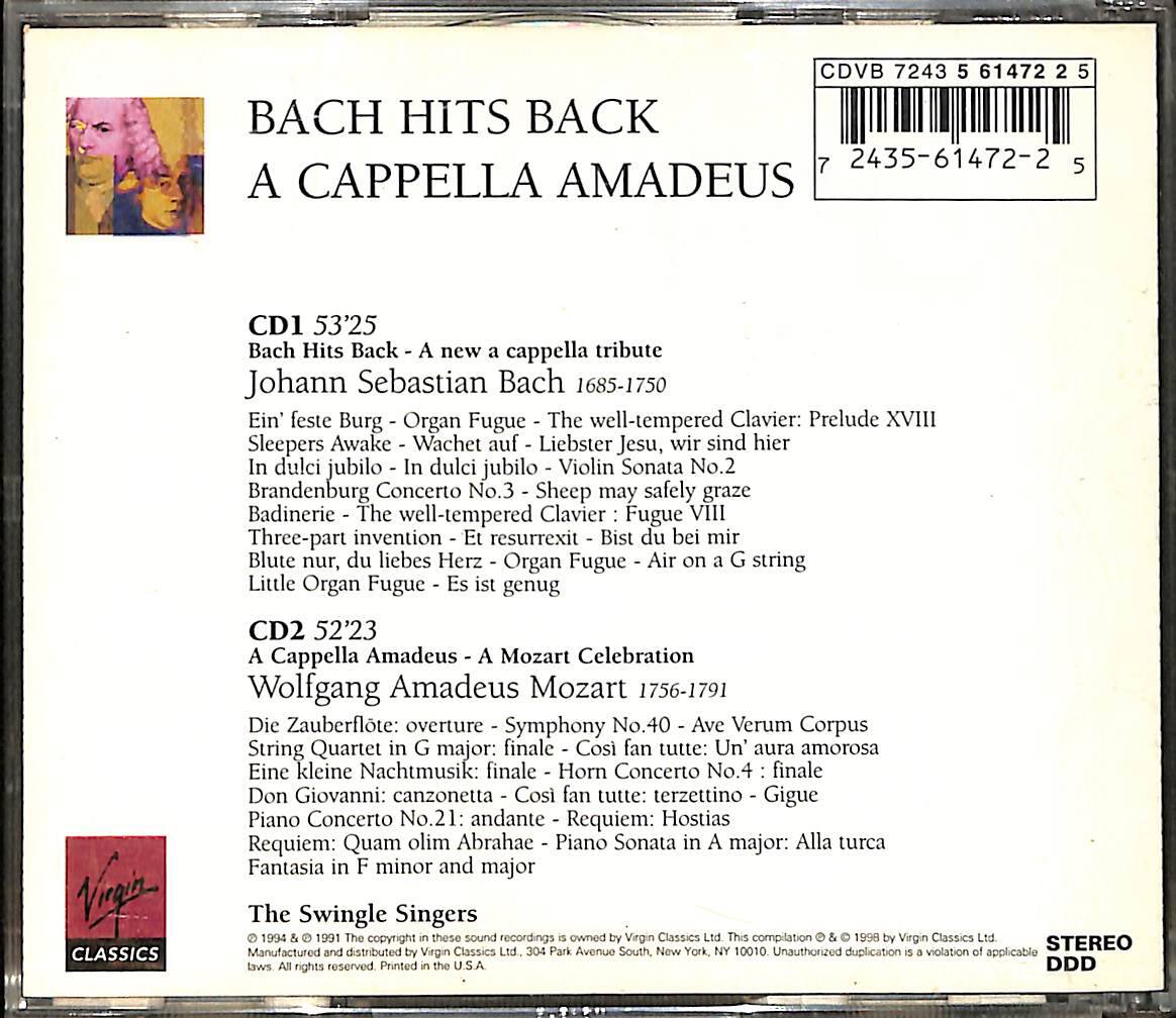 The Swingle Singers Bach Hits Back - A Cappella Amadeus (İkinci El) CD5176 - 2