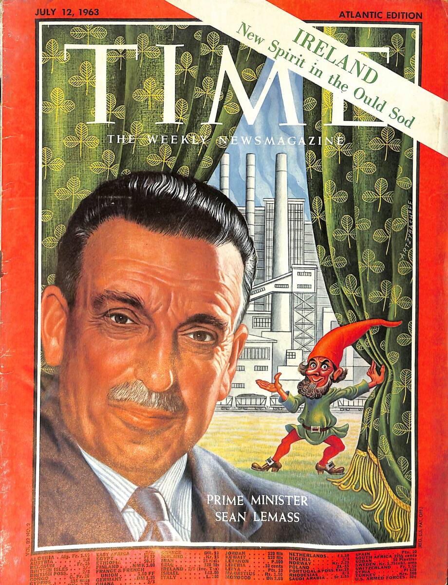 TIME The Weekly Newsmagazine – Atlantic Edition – July 12, 1963 – Prime Minister Sean Lemass – Sky Diver Kirshenbaum – Juan Carlos Cardoso NDR100640 - 1