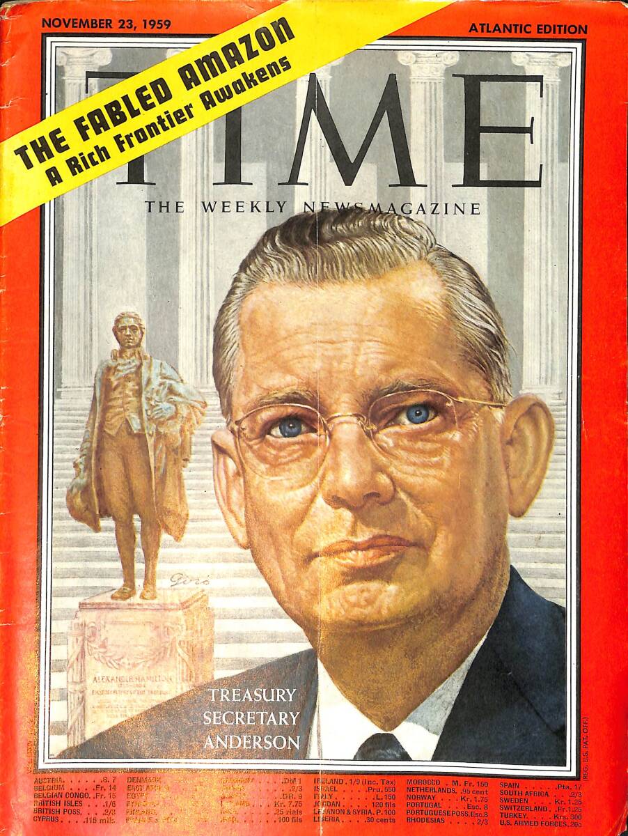 TIME The Weekly Newsmagazine – Atlantic Edition – November 23, 1959 – Treasury Secretary Anderson – Brigadier General Boushey – President Bourguiba NDR100656 - 1